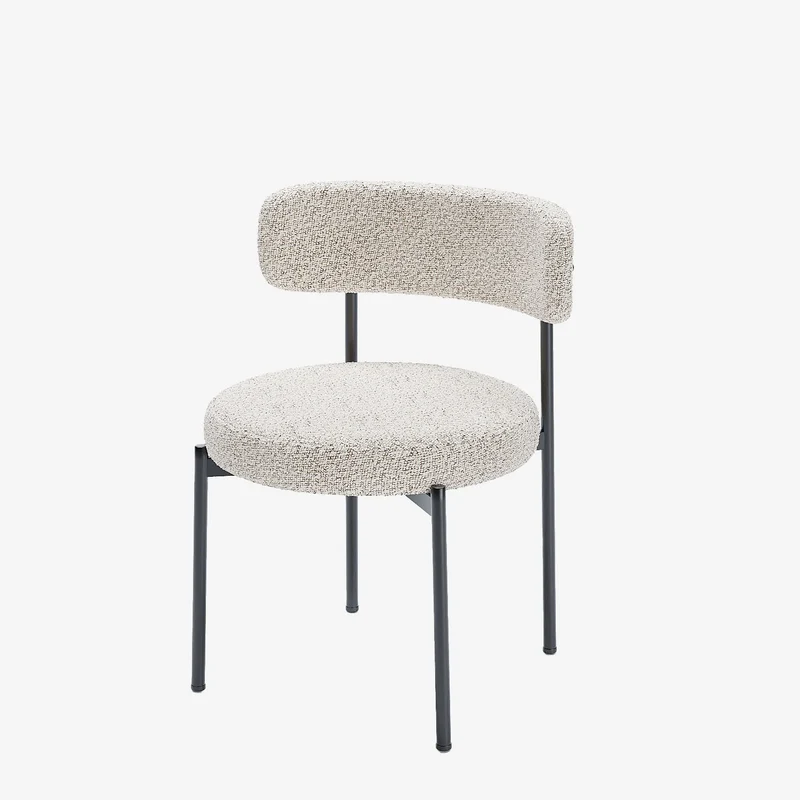 Lot de 2 chaises de table bouclette grise et blanche Scarlett