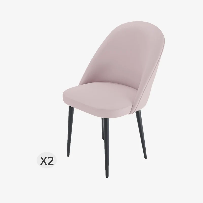 Lot de 2 chaises en velours rose & m tal noir Nina