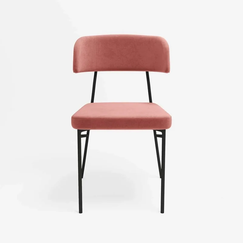 Lot de 2 chaises en velours rose vintage