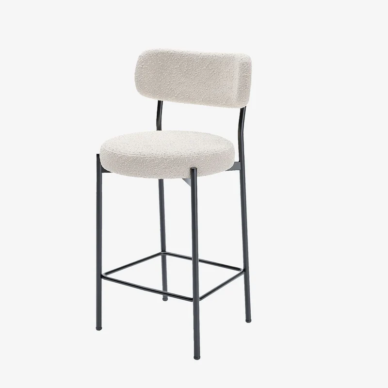 Lot de 2 fauteuils de bar bouclette blanche Lili