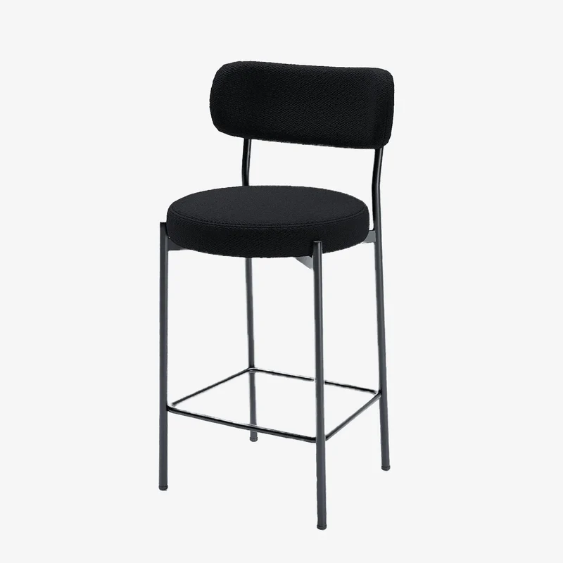 Lot de 2 fauteuils de bar bouclette grise anthracite Lili