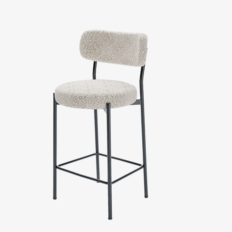 Lot de 2 fauteuils de bar bouclette grise et blanche Lili
