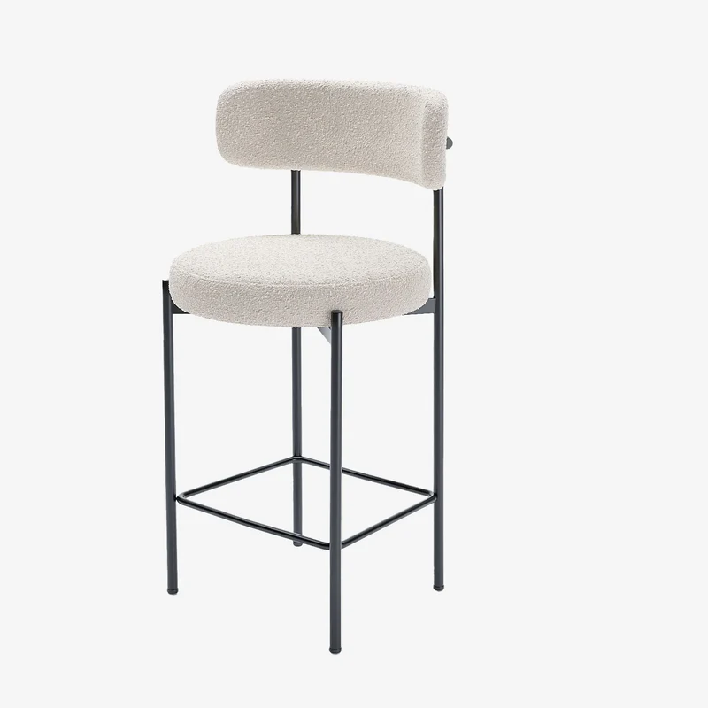 Lot de 2 tabourets de bar bouclette blanche Agathe