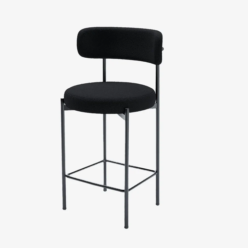 Lot de 2 tabourets de bar bouclette gris anthracite Agathe