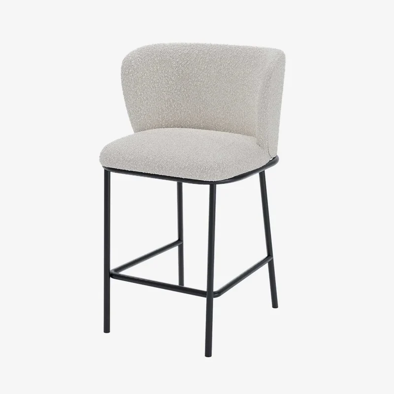 Lot de 2 tabourets de bar tissu boucl blanc C sar