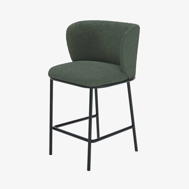 Lot de 2 tabourets de bar tissu boucl vert C sar