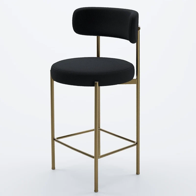 Lot de 2 tabourets de bar velours noir Agathe