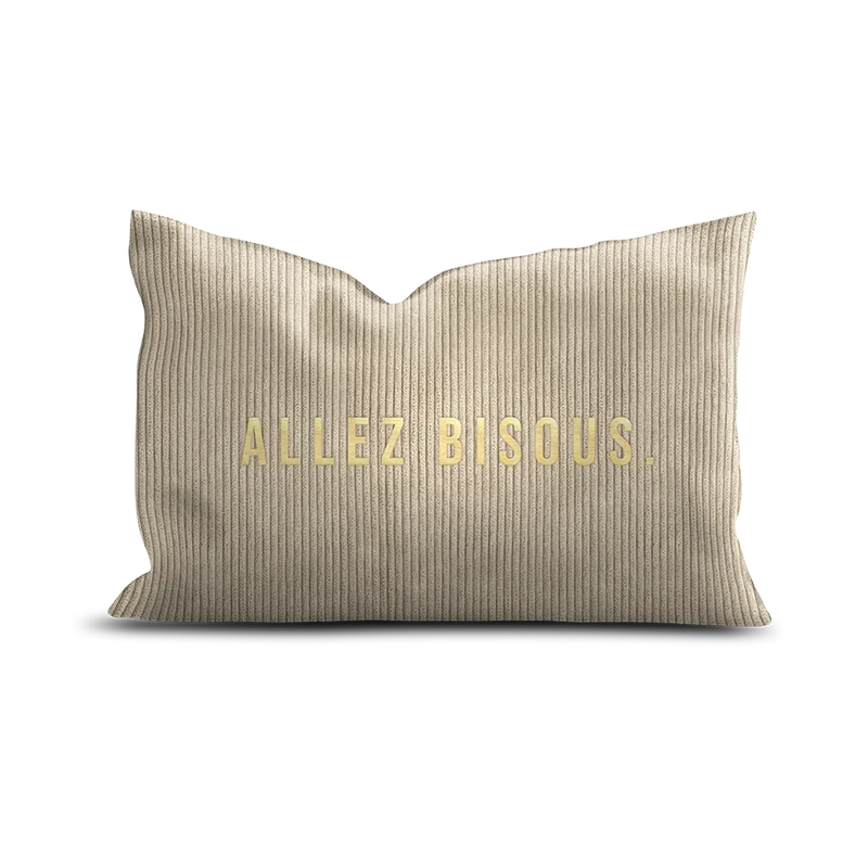 Coussin velours brodé Allez Bisous