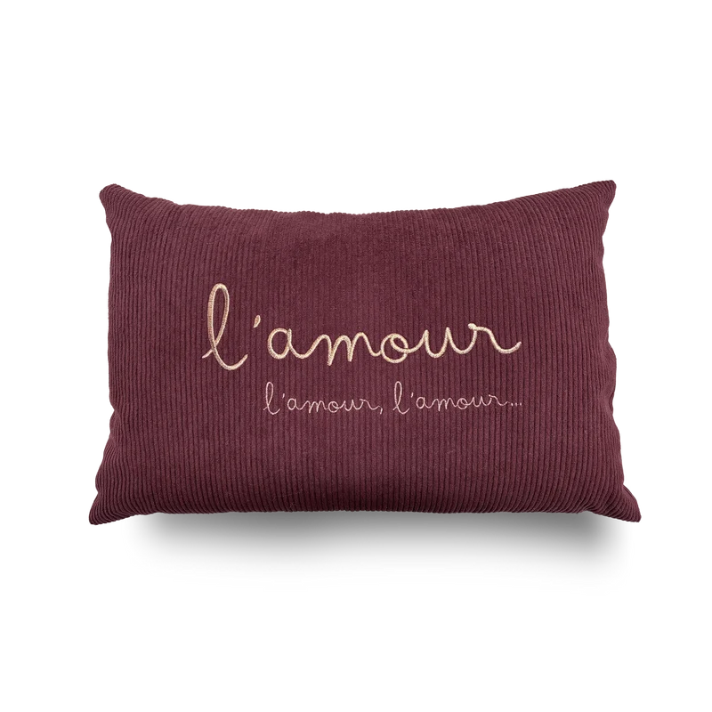 Coussin velours brodé Amor Amor Amor