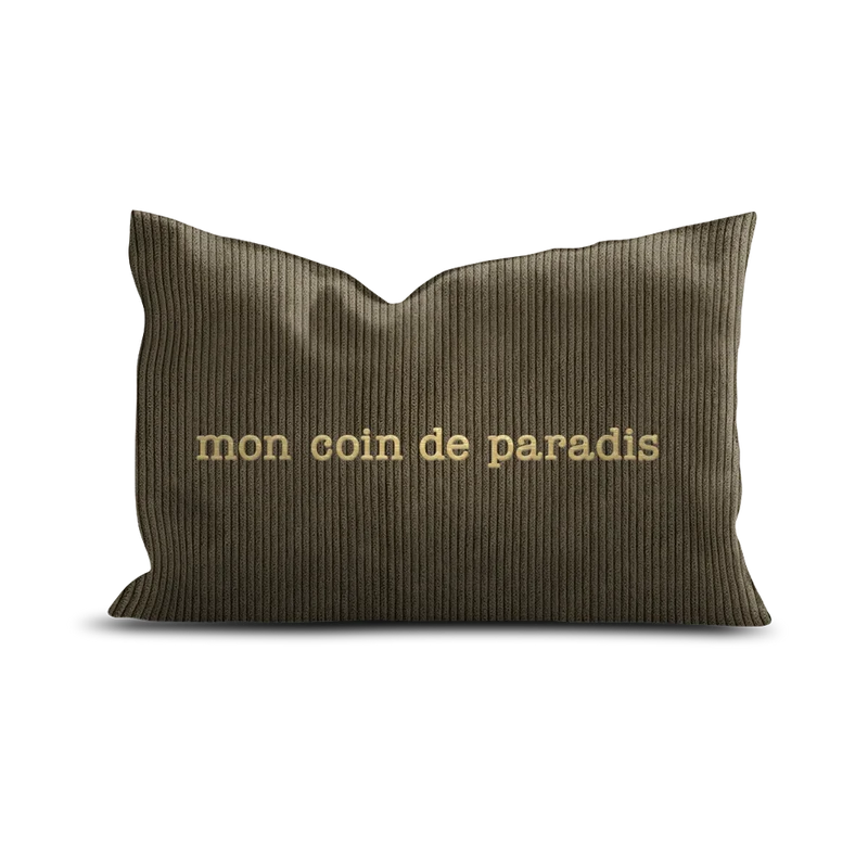 Coussin velours brodé Coin Paradis