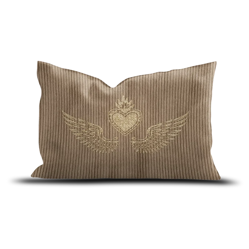 Coussin velours brodé Corazon Dorado