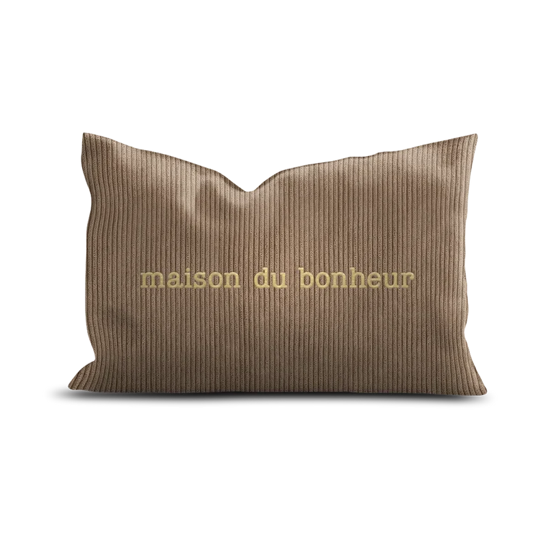 Coussin velours brodé Maison du Bonheur