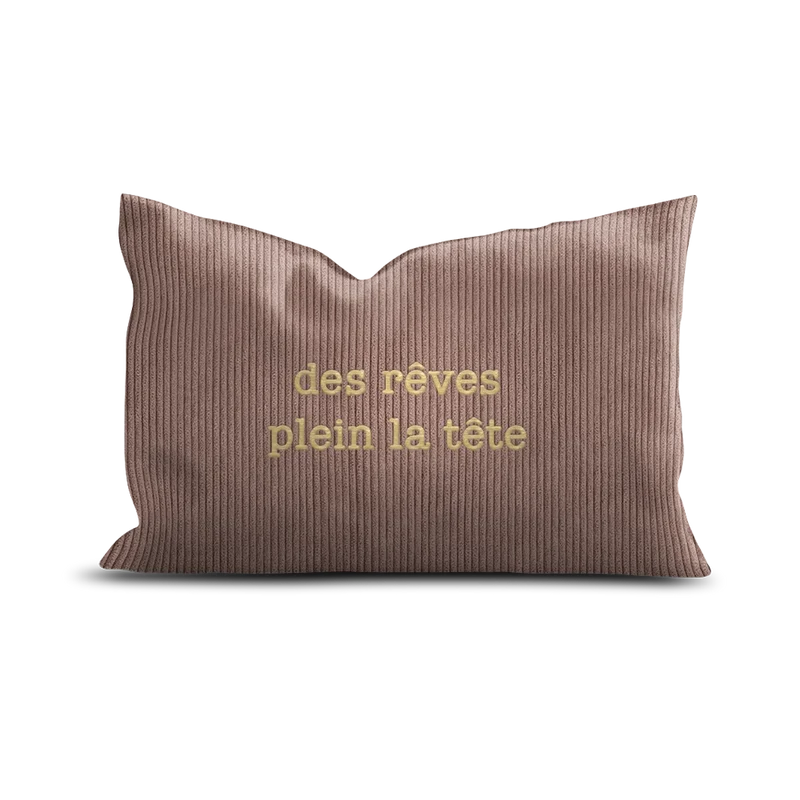 Coussin velours brodé Rêves