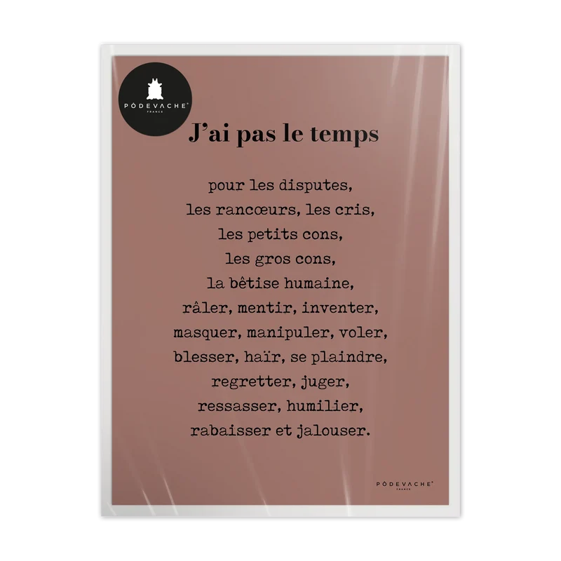 Affiche ou affiche encadrée Pas le Temps