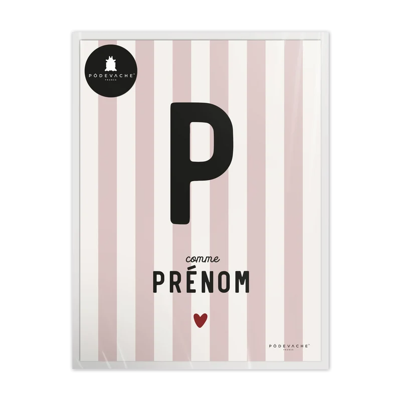 Affiche personnalisée Prénom Rayé Rose