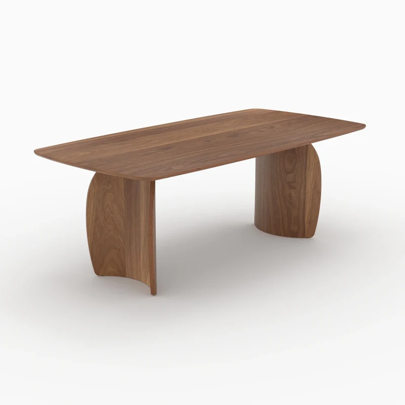 Table rectangulaire Asma 6 places en bois contreplaqué et placage en noyer