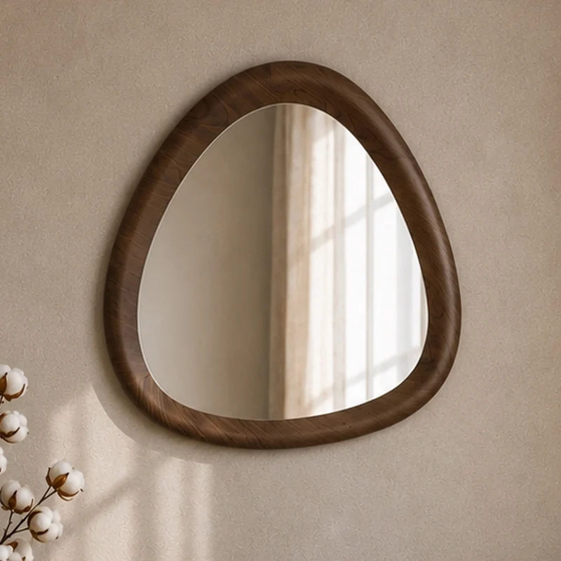 Miroir organique Yoko en placage noyer, D100 cm