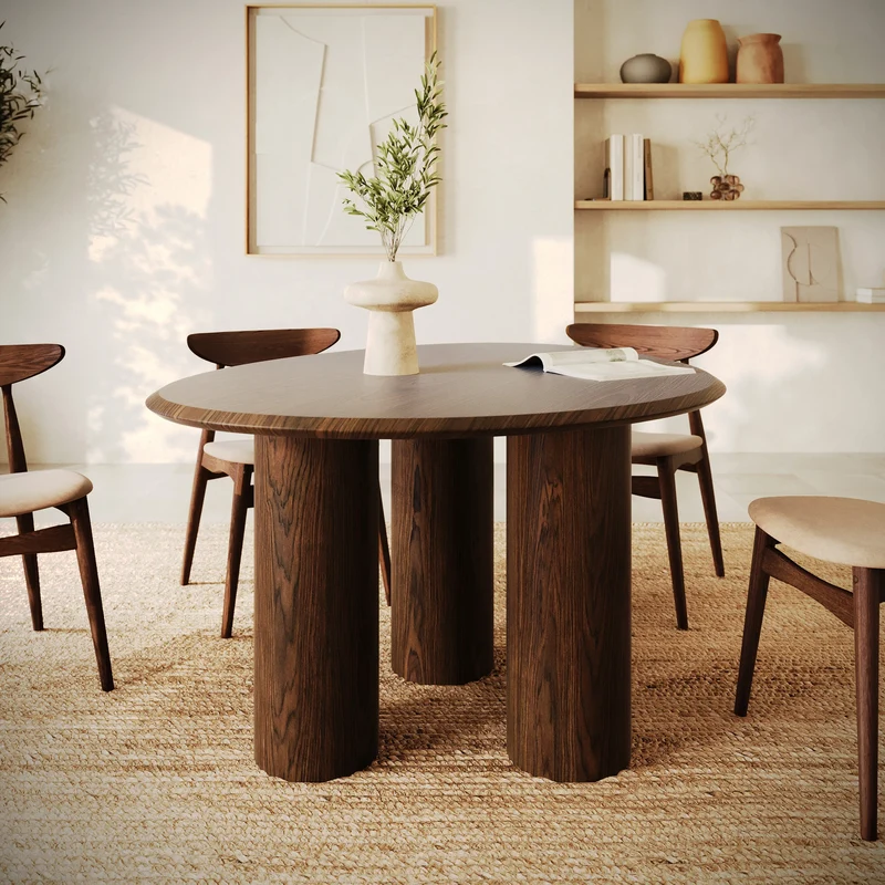 Table organique Aya en placage noyer, 6 personnes