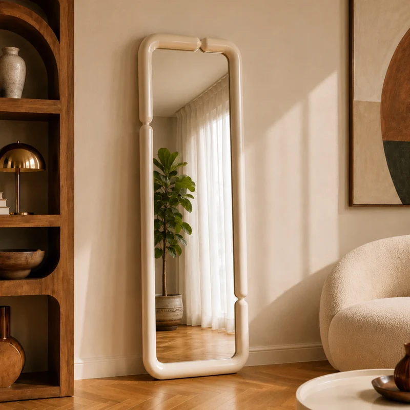 Miroir rectangulaire Silk laqué blanc 160 x 60 cm