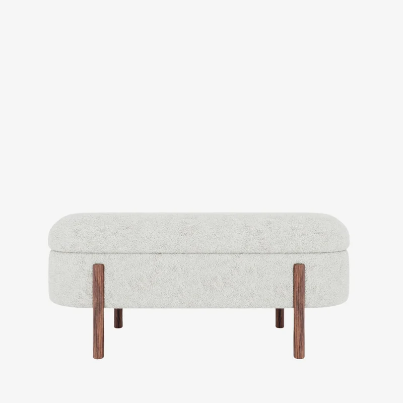 Marianne Banc coffre de rangement en tissu boucl cr me