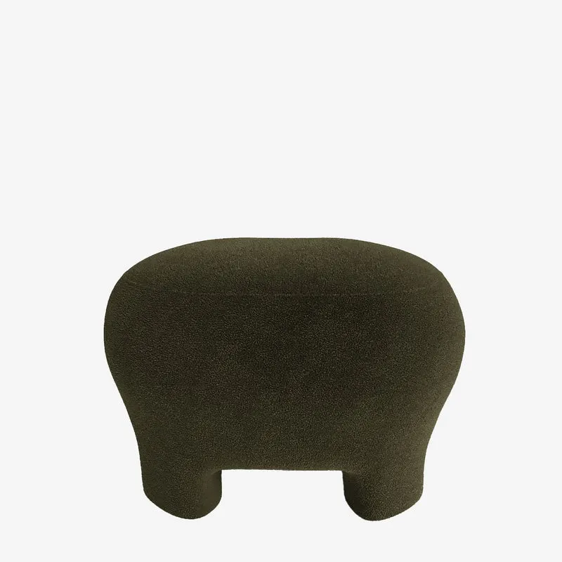 Ninon Pouf repose-pieds tapiss en bouclette kaki