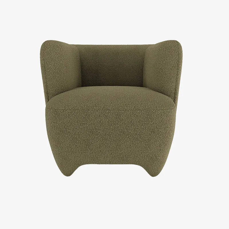 NOA - Fauteuil en laine boucl e vert kaki