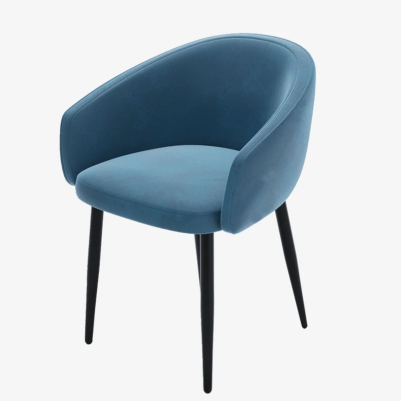 Paire de fauteuils de table design velours bleu Eug nie