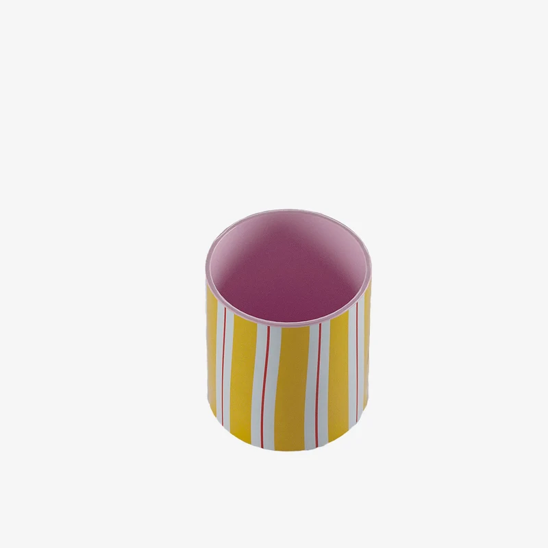 Petit vase cylindrique rayures jaunes, Orlando