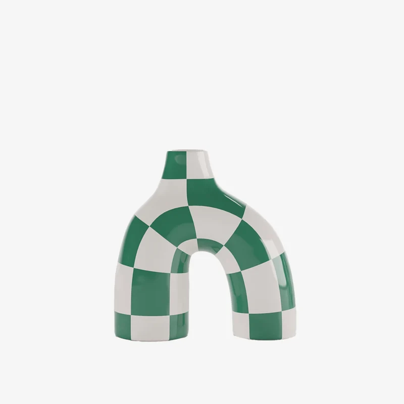 Phoenix - Vase art moderne damier vert