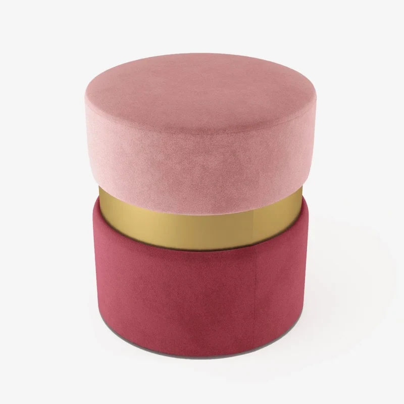Pouf contemporain, bicolore rouge