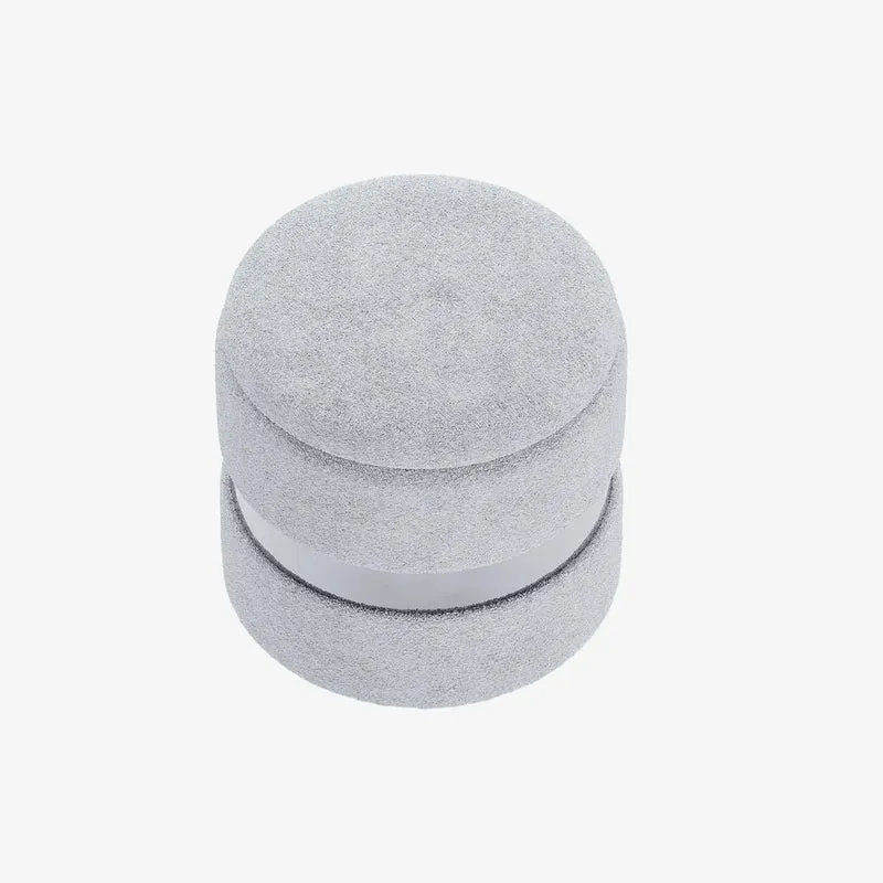 Pouf rond en tissu et métal avec rangement