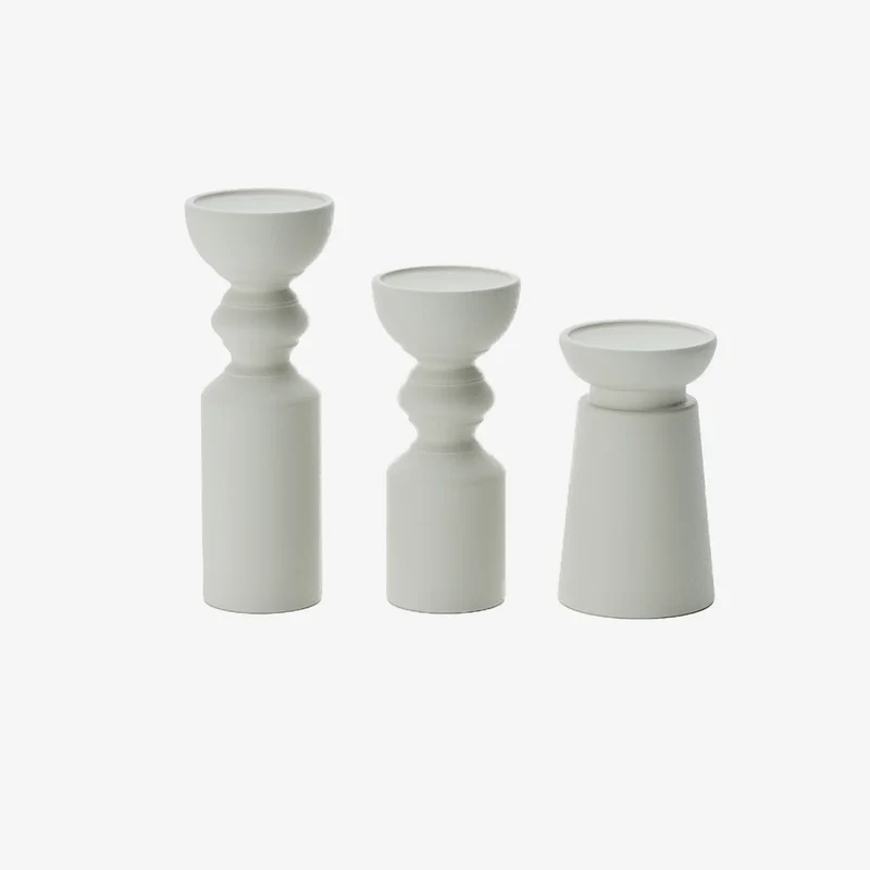 Set de 3 bougeoirs bois design, Boston coloris cr me
