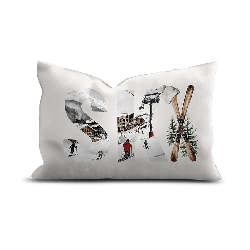 Coussin Velours Ski Clusaz