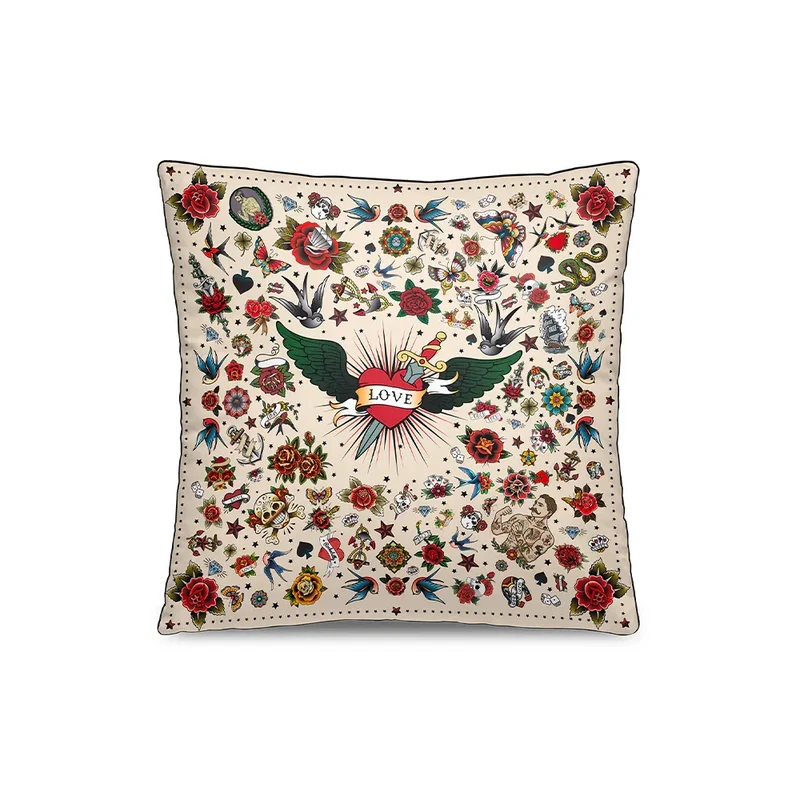 Coussin velours Tattoo Beige