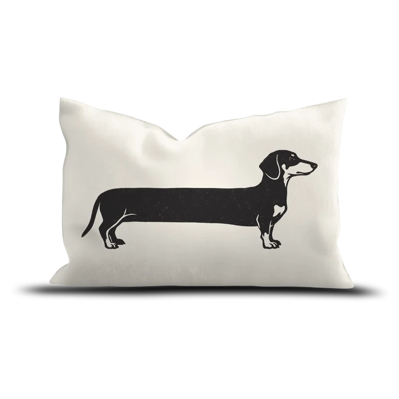 Coussin velours Teckel B&W
