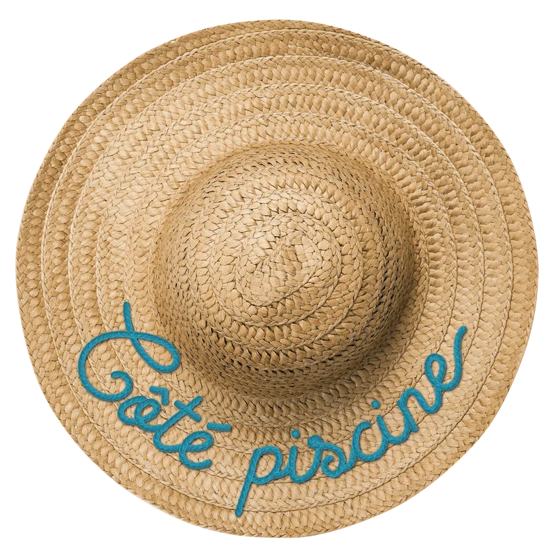 Décoration en PVC expansé, effet trompe œil « chapeau de paille » Côté Piscine