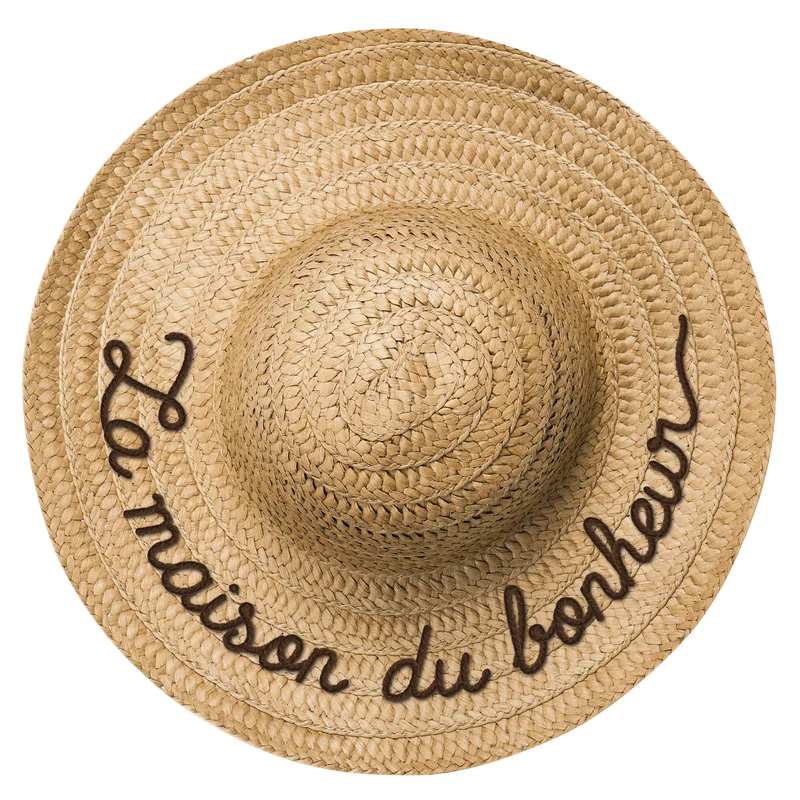 Décoration en PVC expansé, effet trompe œil « chapeau de paille » Maison du Bonheur