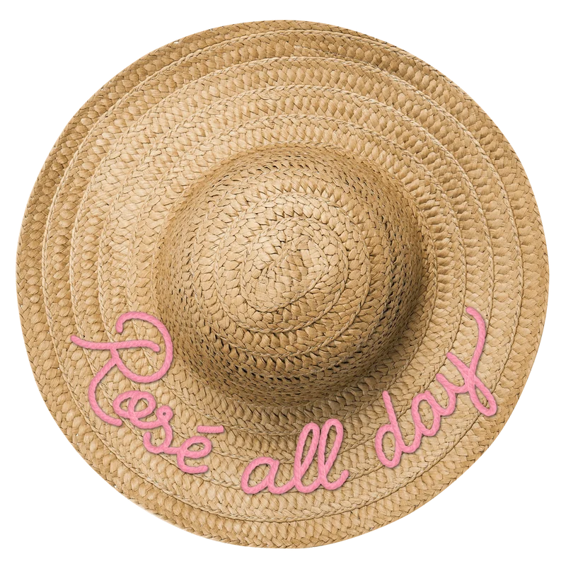 Décoration en PVC expansé, effet trompe œil « chapeau de paille » Rosé All Day