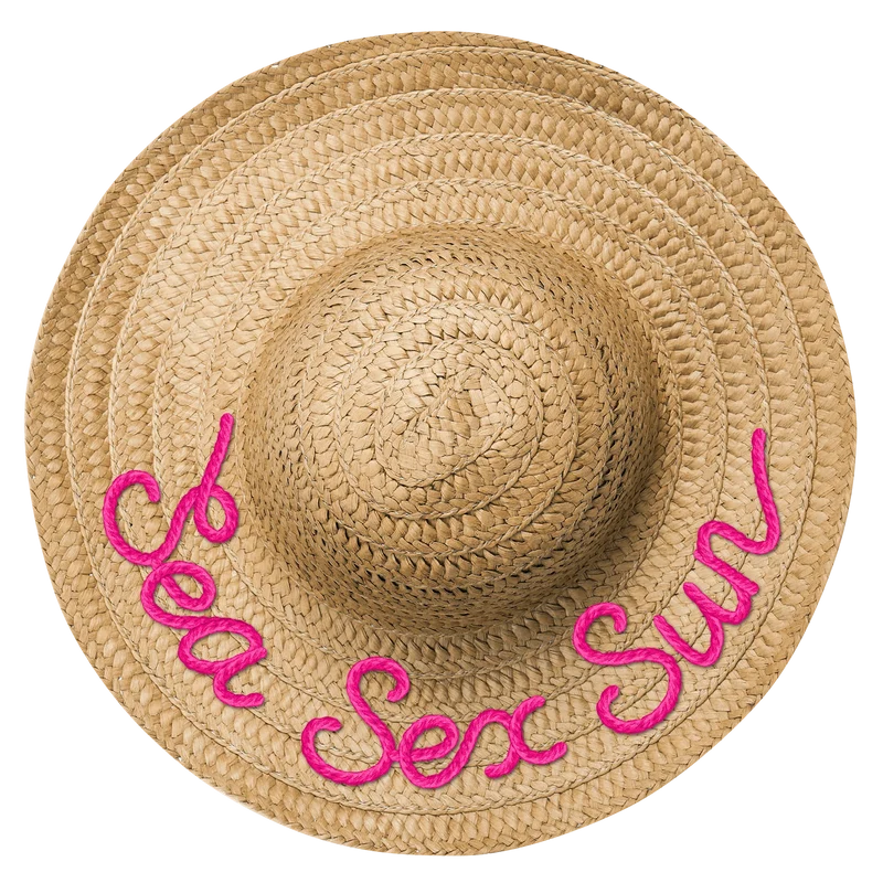 Décoration en PVC expansé, effet trompe œil « chapeau de paille » Sea Sex Sun
