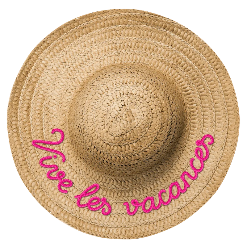Décoration en PVC expansé, effet trompe œil « chapeau de paille » Vacances
