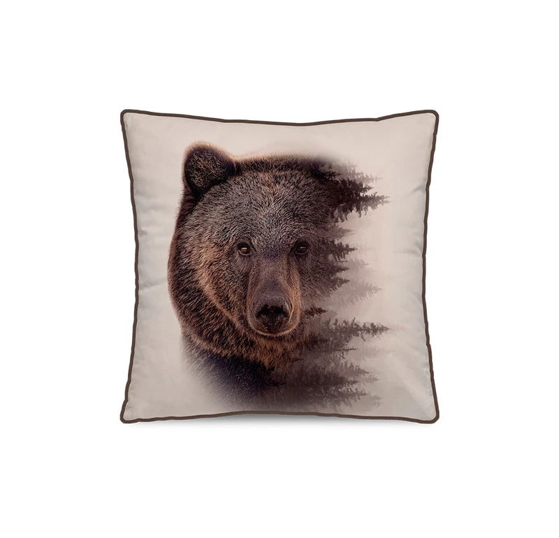 Coussin Velours Ours Ours Brun