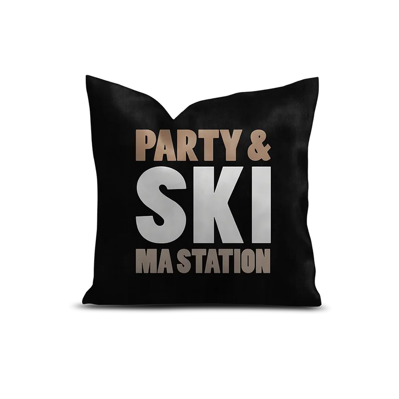 Coussin Velours Personnalisé Montagne Morzine Noir