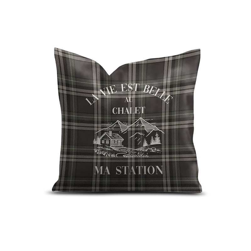 Coussin Velours Personnalisé Montagne Tignes