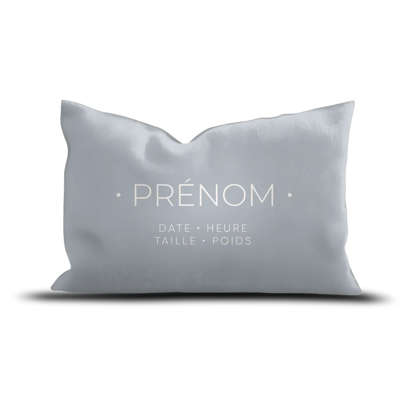 Coussin Velours Personnalisé Naissance Bleu
