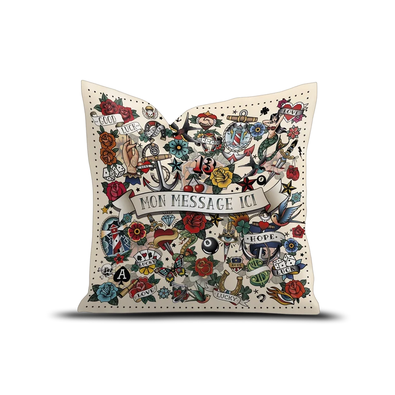 Coussin Velours Personnalisé Tattoo