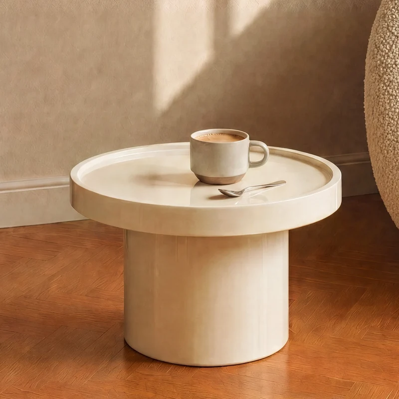 Table d'appoint Nora laquée blanche en MDF, D50 cm