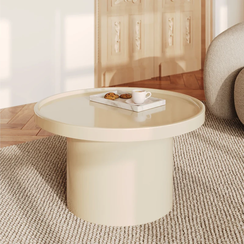 Table basse Nora laquée blanche en MDF, D70 cm