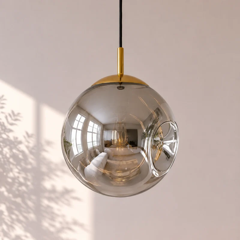 Suspension Brume chrome en verre D25 cm