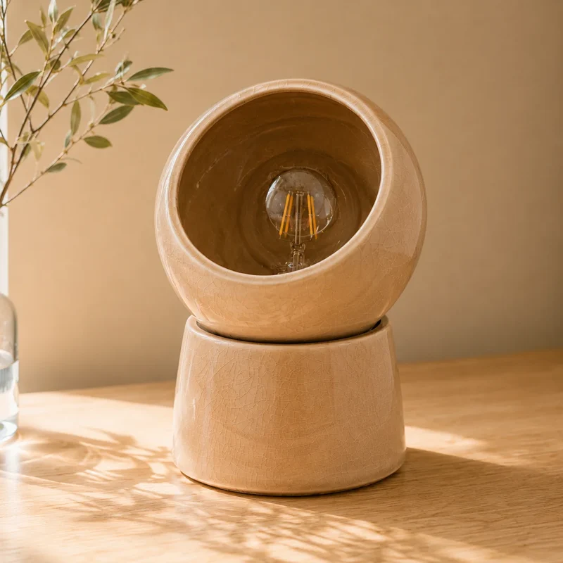 Lampe à poser Halo en céramique beige