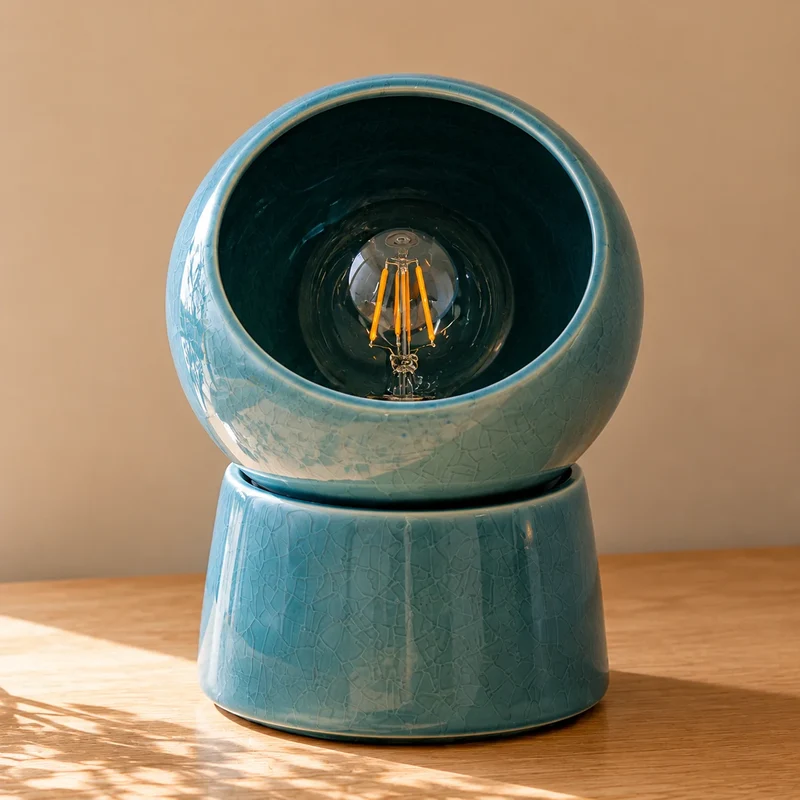 Lampe à poser Halo en céramique bleue